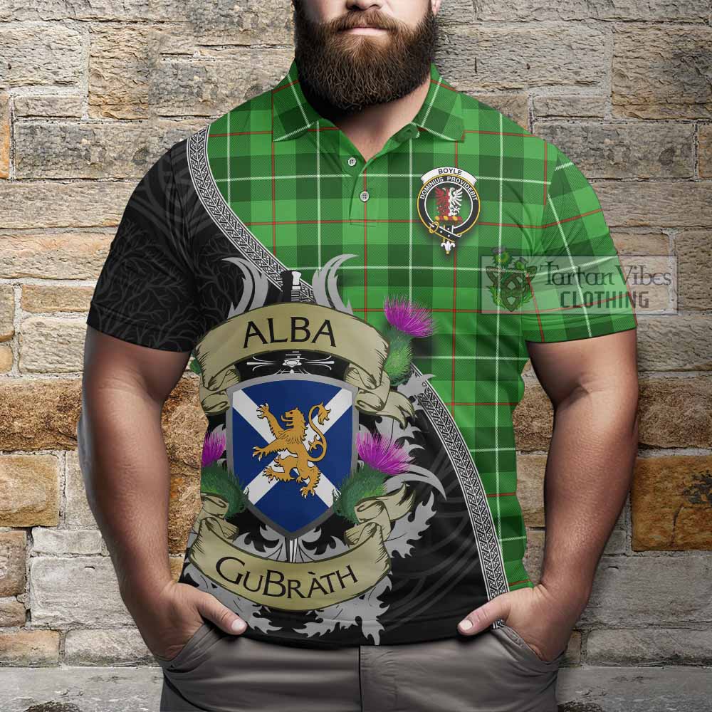 Boyle Tartan Family Crest Polo Shirt Lion Rampant Royal Thistle Shield Celtic Inspired - Tartan Vibes Clothing
