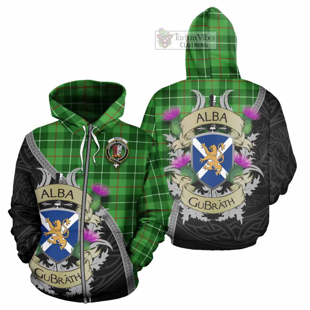 Boyle Tartan Family Crest Hoodie Lion Rampant Royal Thistle Shield Celtic Inspired Zip Hoodie - Tartan Vibes Clothing