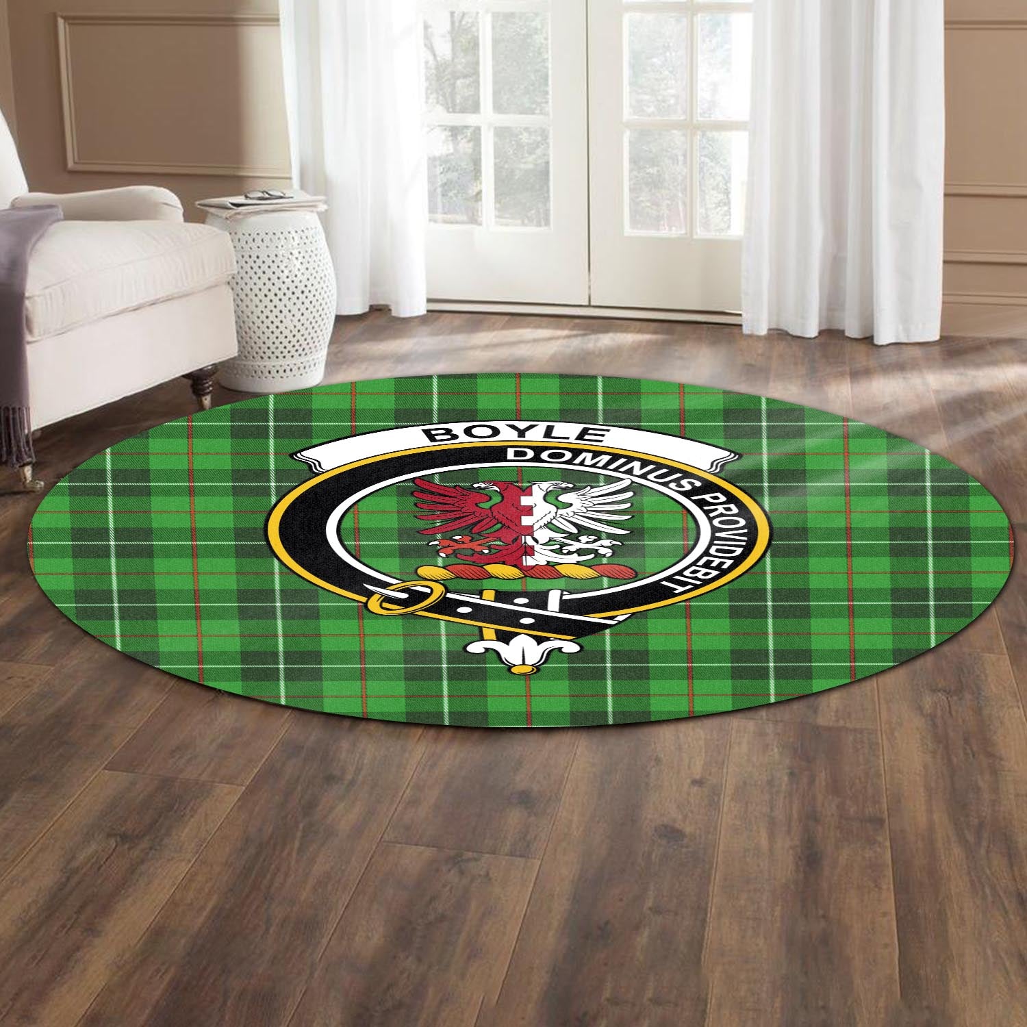 Boyle Tartan Round Rug with Family Crest - Tartan Vibes Clothing