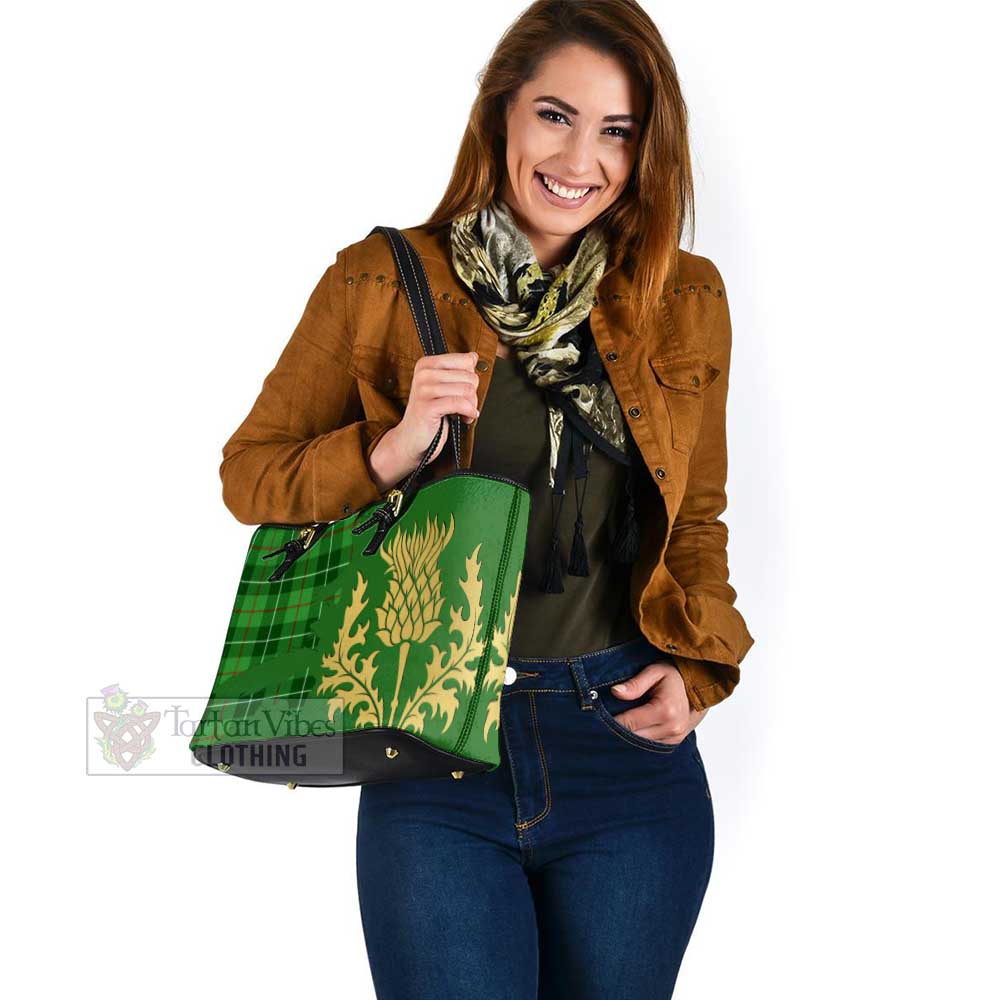 Boyle Tartan Leather Tote Bag Gold Thistle Style - Tartan Vibes Clothing