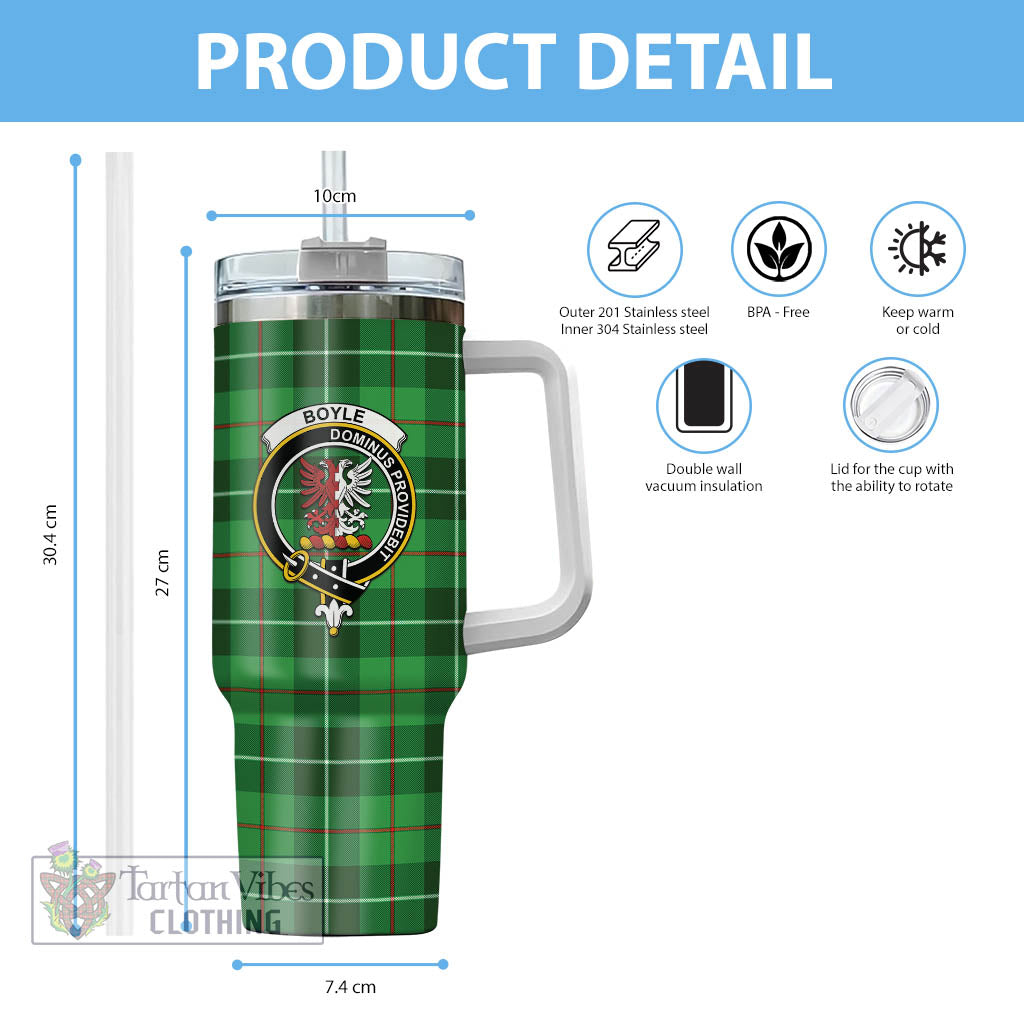 Tartan Vibes Clothing Boyle Tartan and Family Crest Tumbler with Handle