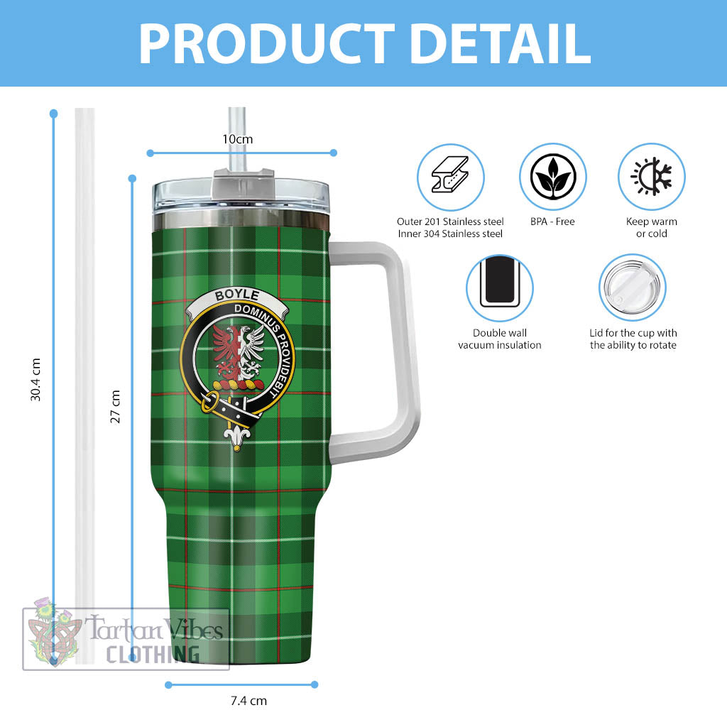 Boyle Tartan Tumbler with Handle with Family Crest - Tartan Vibes Clothing