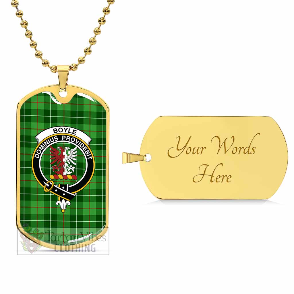 Boyle Tartan Dog Tag Necklace with Family Crest Gold Yes - Tartan Vibes Clothing