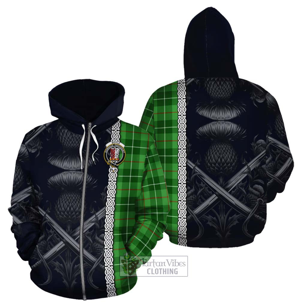 Boyle Tartan Cotton Hoodie with Family Crest Cross Sword Thistle Celtic Vibes Zip Hoodie - Tartan Vibes Clothing