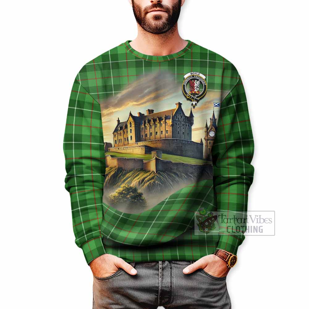 Boyle Tartan Family Crest Sweatshirt with Scottish Ancient Castle Style - Tartan Vibes Clothing