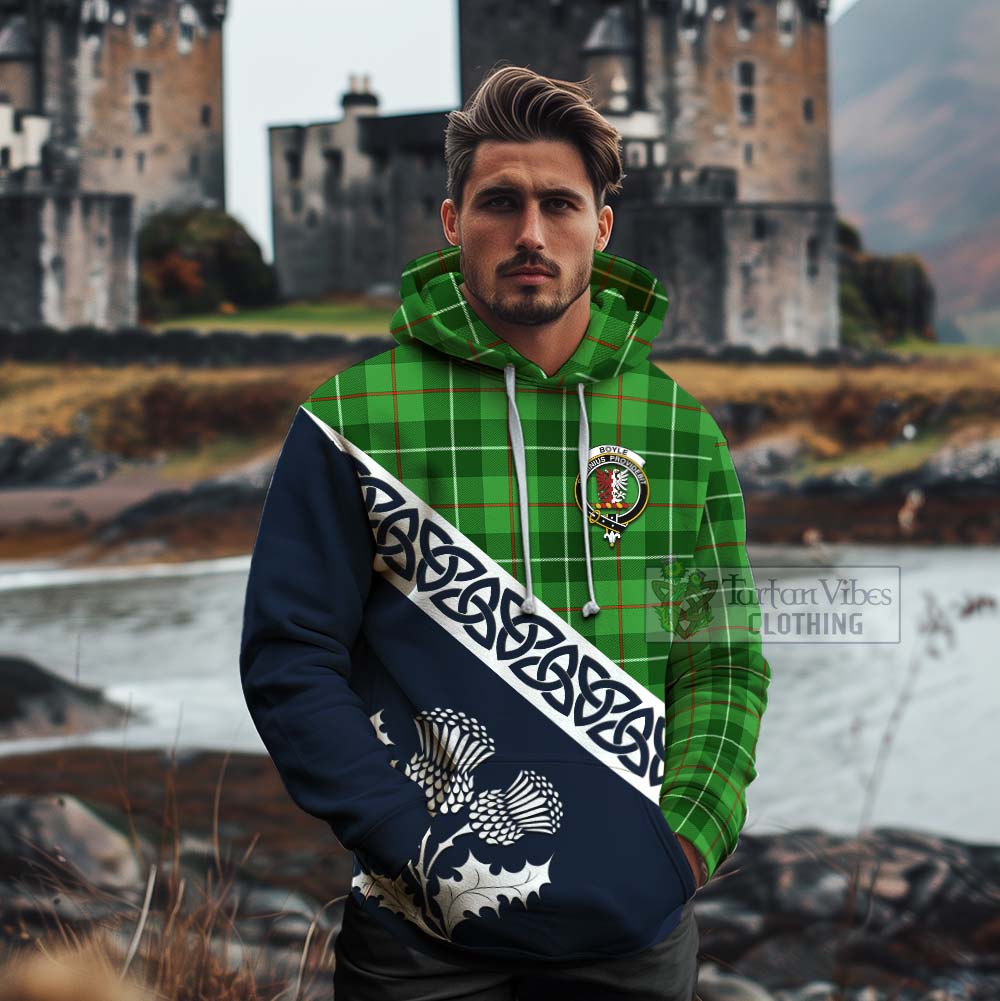 Boyle Tartan Cotton Hoodie Featuring Thistle and Scotland Map - Tartan Vibes Clothing