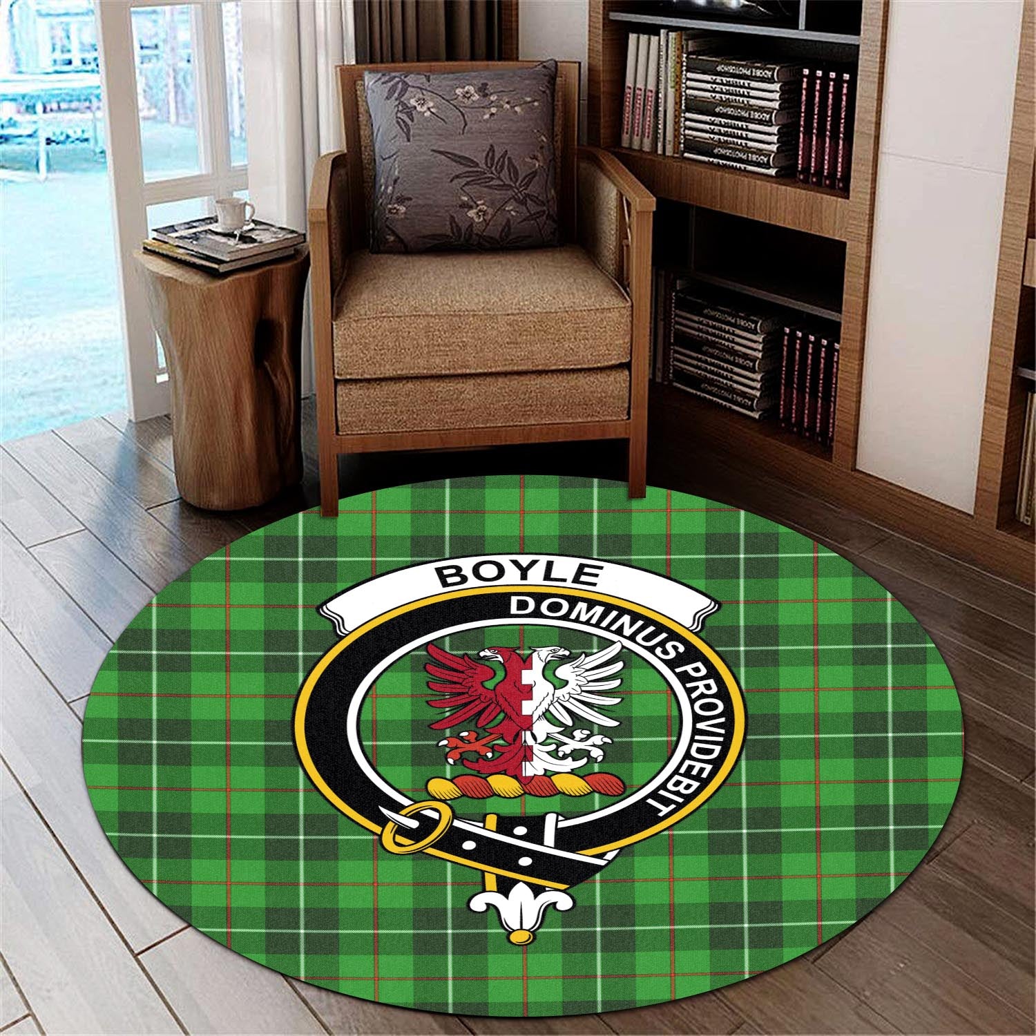 Boyle Tartan Round Rug with Family Crest - Tartan Vibes Clothing