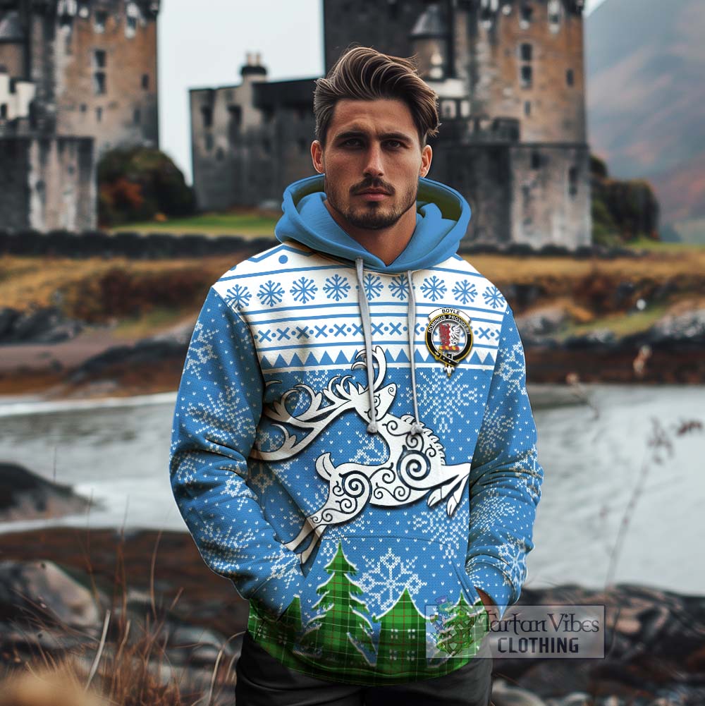 Boyle Clan Christmas Cotton Hoodie Celtic Reindeer Style - Tartan Vibes Clothing