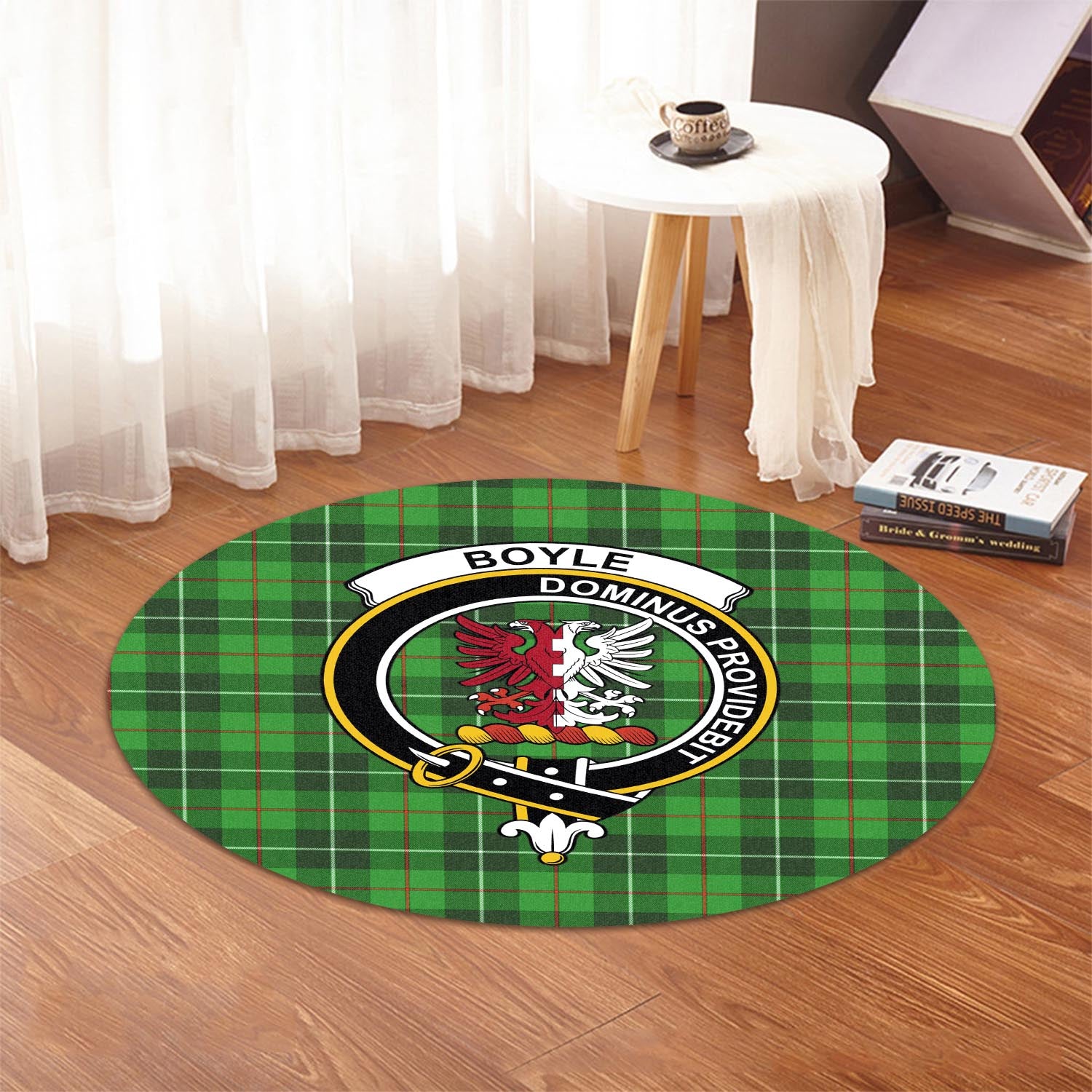 Boyle Tartan Round Rug with Family Crest - Tartan Vibes Clothing