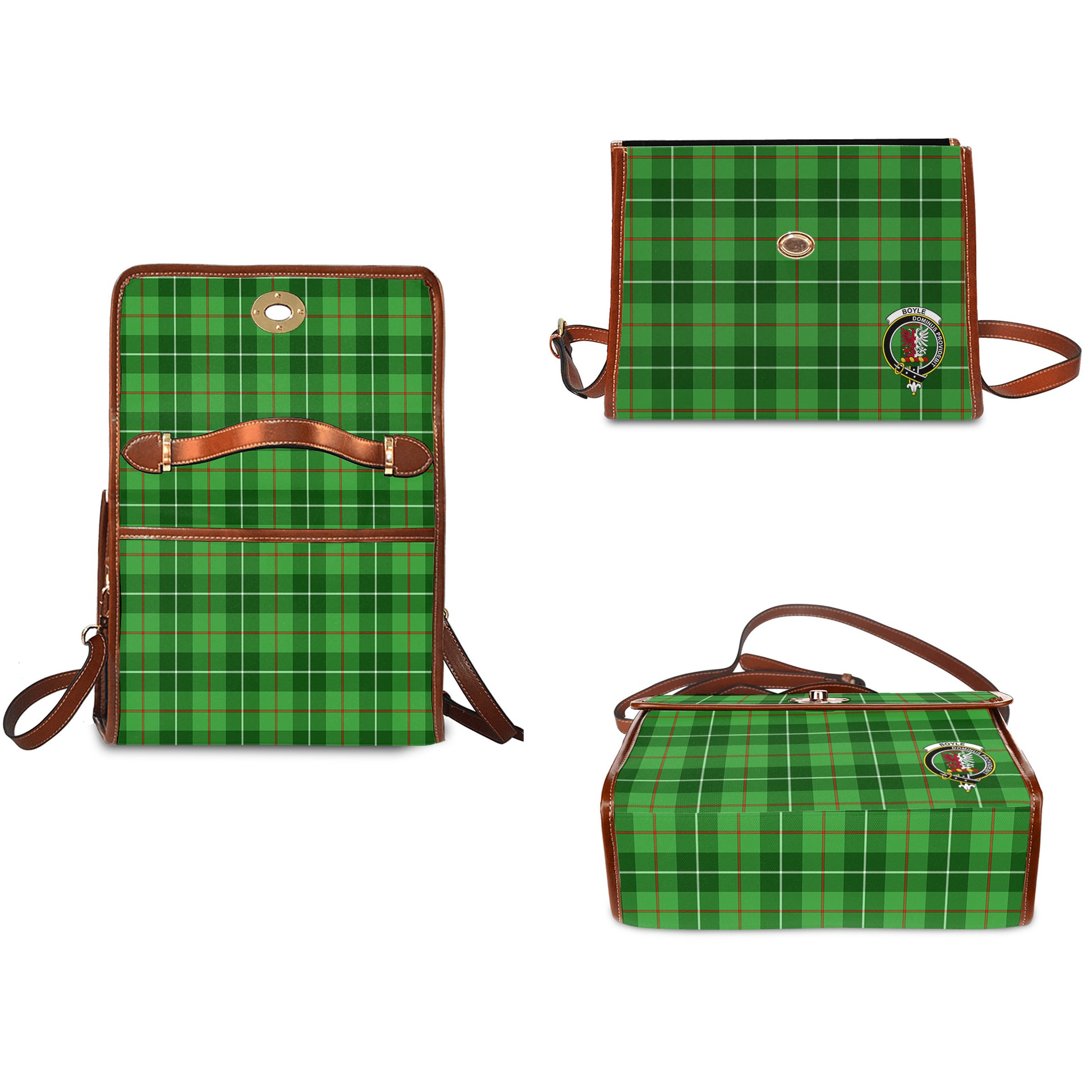 Boyle Tartan Leather Strap Waterproof Canvas Bag with Family Crest - Tartanvibesclothing