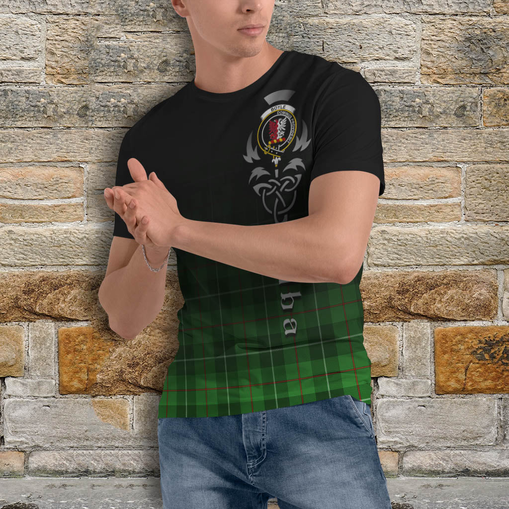 Tartan Vibes Clothing Boyle Tartan T-Shirt Featuring Alba Gu Brath Family Crest Celtic Inspired