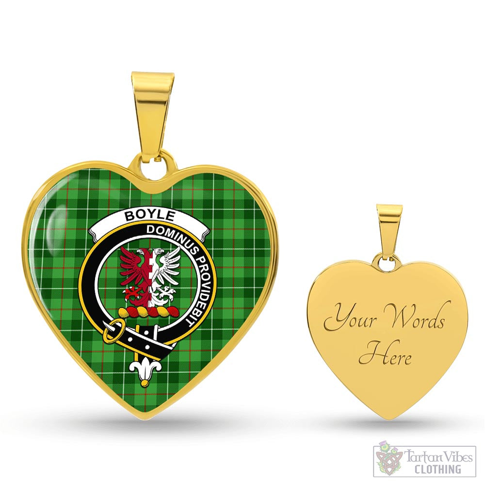 Boyle Tartan Heart Necklace with Family Crest Luxury Necklace (Gold) Yes - Tartan Vibes Clothing