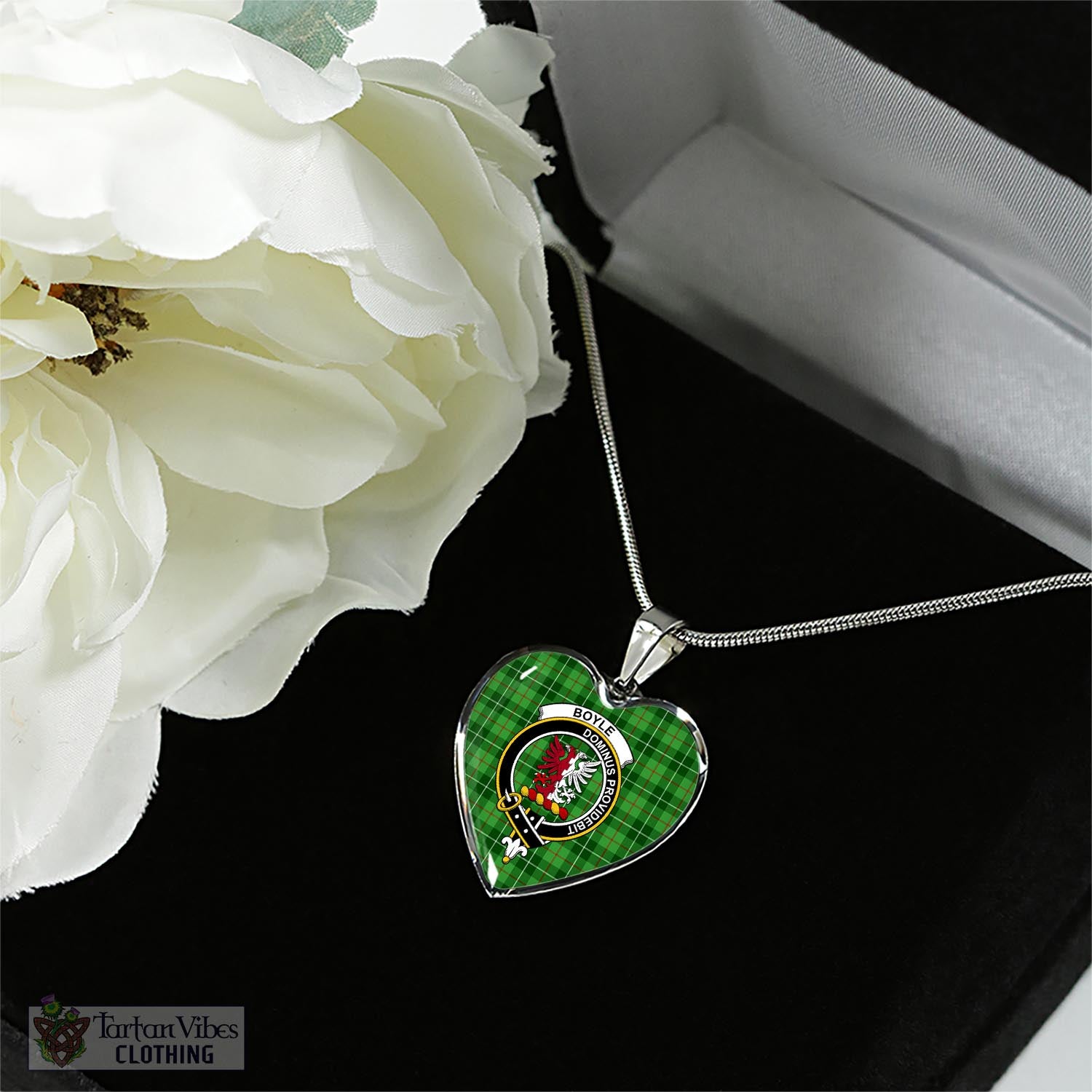 Boyle Tartan Heart Necklace with Family Crest - Tartan Vibes Clothing