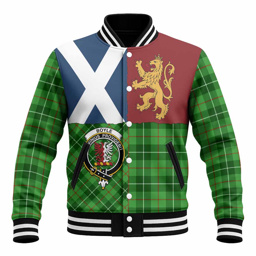Boyle Crest Tartan Baseball Jacket with Lion Rampant Saltire Style