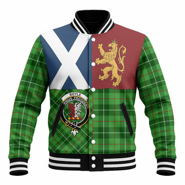 Boyle Crest Tartan Baseball Jacket with Lion Rampant Saltire Style