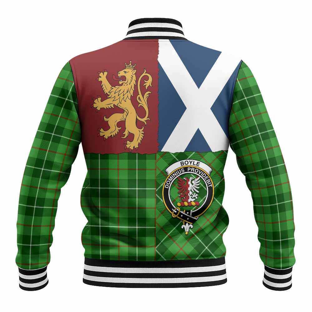 Boyle Crest Tartan Baseball Jacket with Lion Rampant Saltire Style