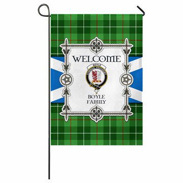 Boyle Family Crest Tartan Welcome Garden Flag Saltire Harmony Style - Tartan Vibes Clothing
