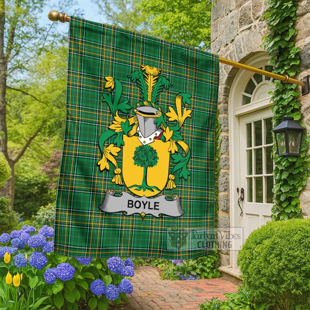 Boyle Irish Clan Tartan Flag with Coat of Arms