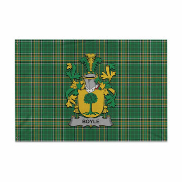 Tartan Vibes Clothing Boyle Irish Clan Tartan House Flag with Coat of Arms