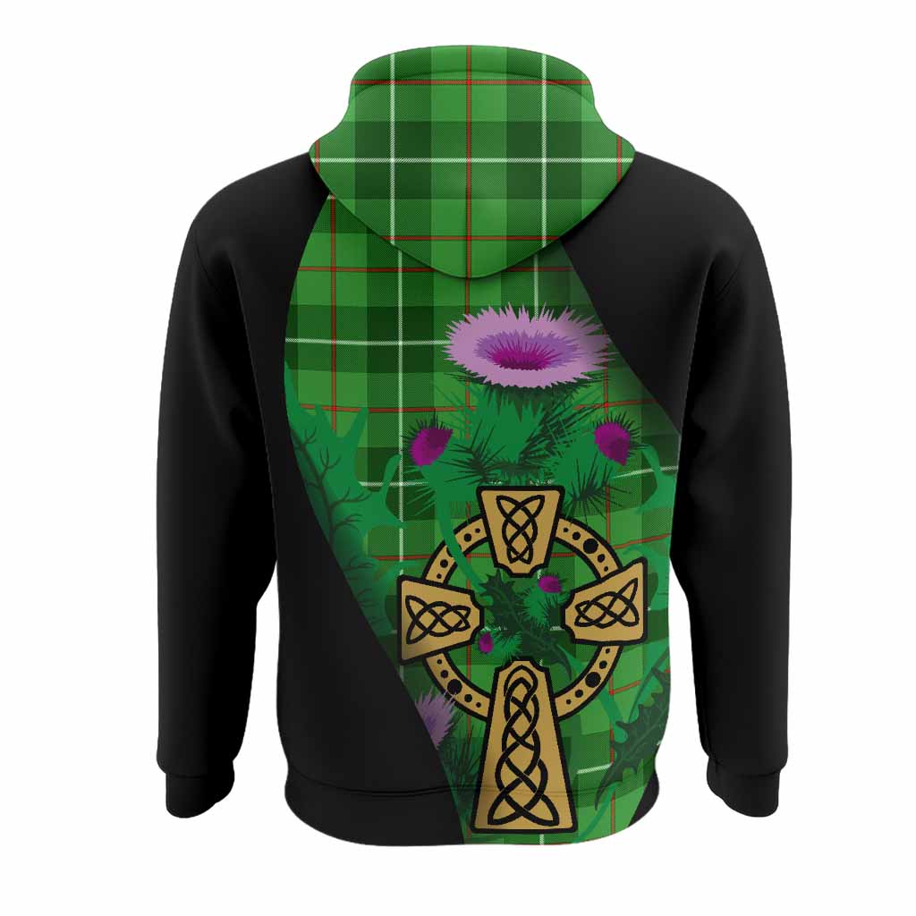 Boyle Tartan Crest Hoodie Celtic Cross Thistle Flowers