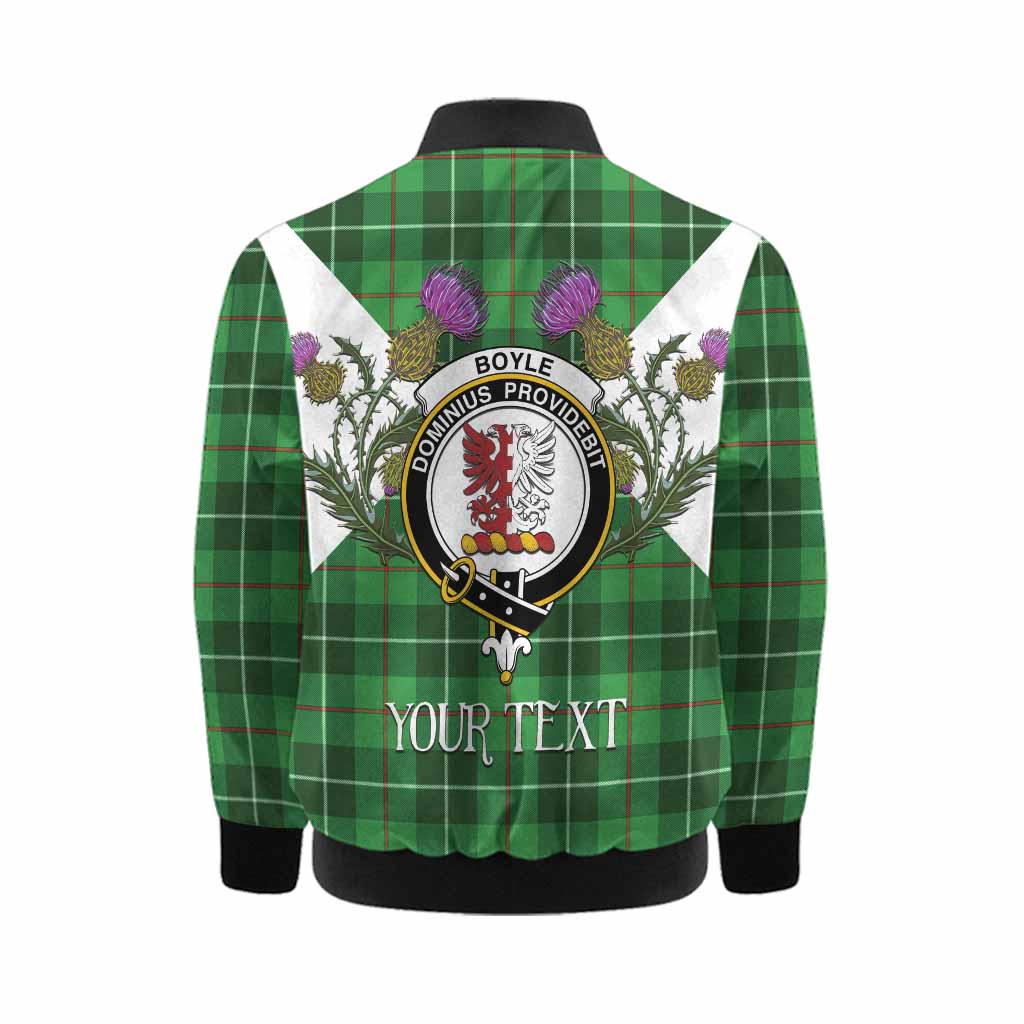 Boyle Tartan Family Crest Kid Bomber Jacket Scottish Burns Night Thistle Floral