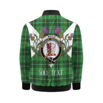 Boyle Tartan Family Crest Kid Bomber Jacket Scottish Burns Night Thistle Floral