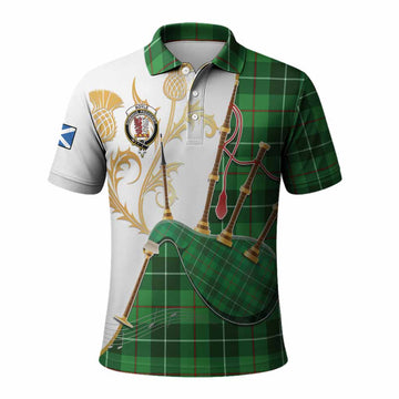 Boyle Tartan Family Crest Polo Shirt Bagpipes with Scottish Thistle