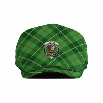 Boyle Tartan Flat Cap, Jeff Cap Cross Style with Family Crest