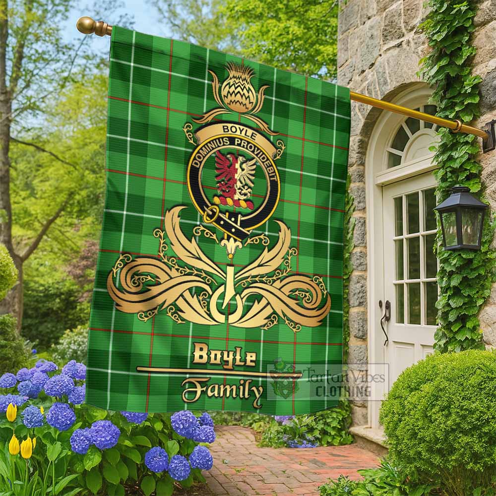 Boyle Tartan Garden Flag with Highland Thistle Cherish Family Crest Style - Tartan Vibes Clothing