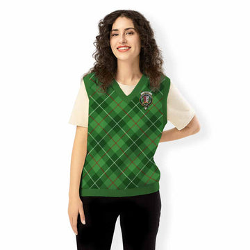 Boyle Tartan Knitted V-Neck Vest with Family Crest Cross Style