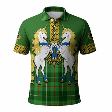Boyle Tartan Polo Shirt Unicorn Celtic Knot And Thistle Emblem