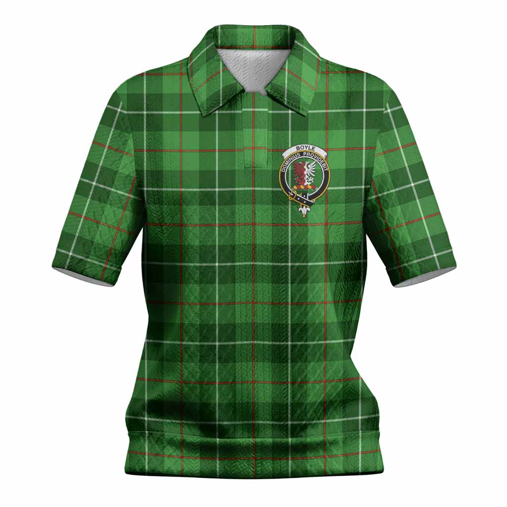 Boyle Tartan Women’s Polo Sweater Top with Family Crest