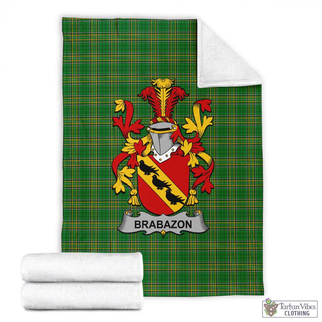 Brabazon Irish Clan Tartan Blanket with Coat of Arms X-Large 59 x 79 inches 150 x 200 cm - Tartan Vibes Clothing