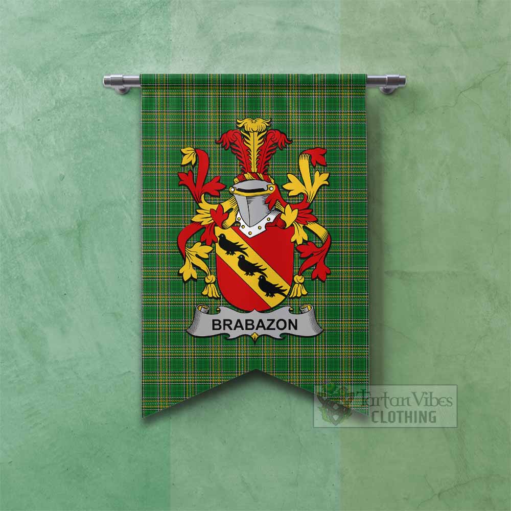 Brabazon Irish Clan Tartan Gonfalon, Tartan Banner with Coat of Arms Fishtail - Tartan Vibes Clothing