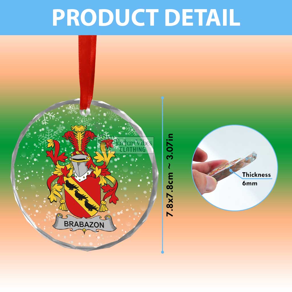 Brabazon Irish Clan Christmas Glass Ornament with Coat of Arms - 2D-tartanvibesclothing