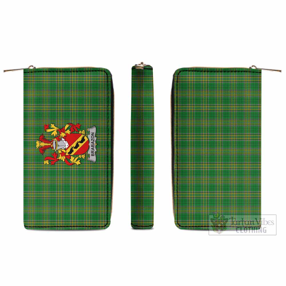 Tartan Vibes Clothing Brabazon Irish Clan Tartan Women's Leather Wallet with Coat of Arms