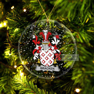 Bracken Irish Clan Christmas Glass Ornament with Coat of Arms Transparent Glass Circle - 2D-tartanvibesclothing