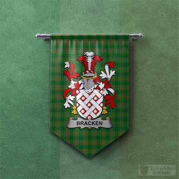Tartan Vibes Clothing Bracken Irish Clan Tartan Gonfalon, Tartan Banner with Coat of Arms