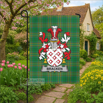 Bracken Irish Clan Tartan Flag with Coat of Arms