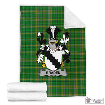 Tartan Vibes Clothing Braden Irish Clan Tartan Blanket with Coat of Arms