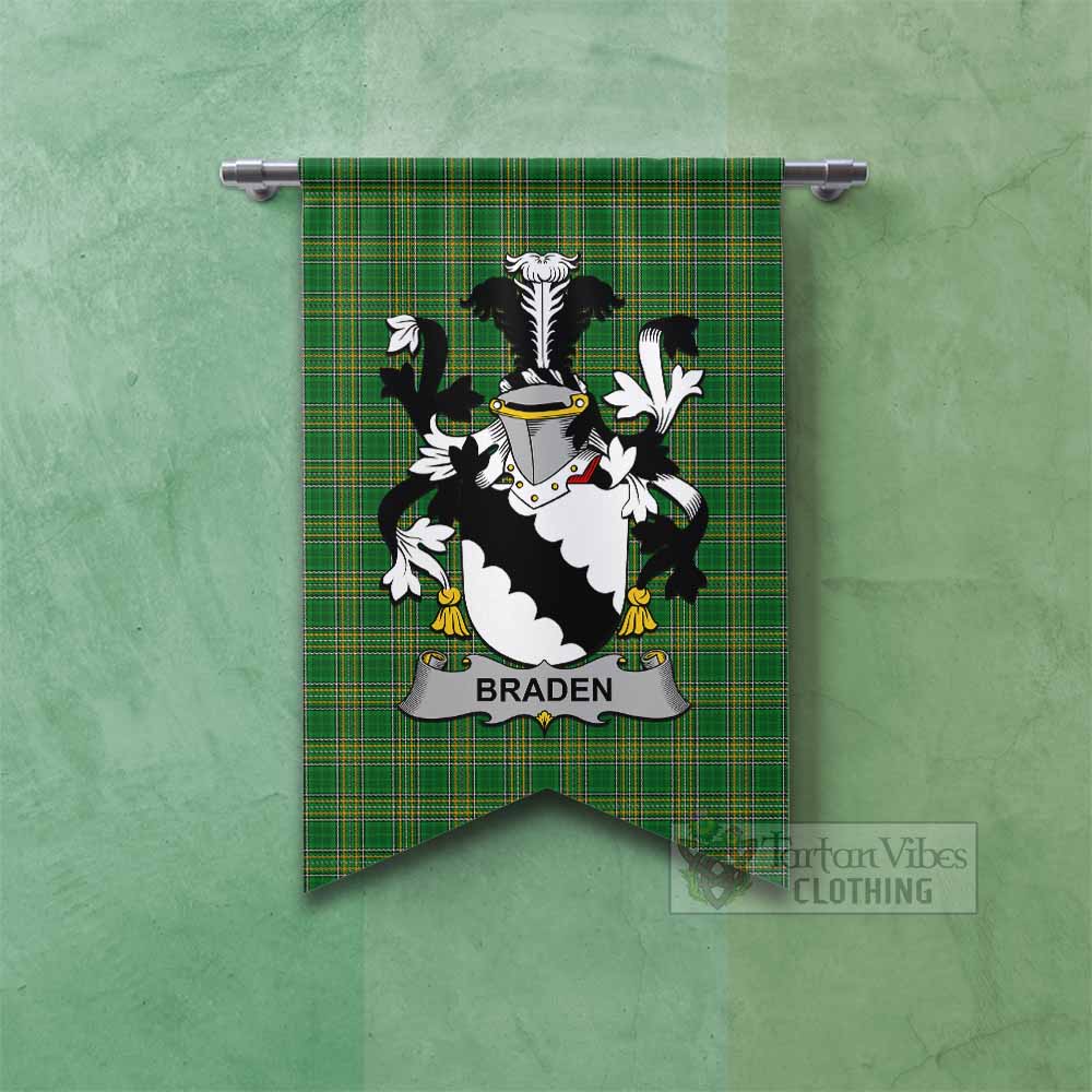 Braden Irish Clan Tartan Gonfalon, Tartan Banner with Coat of Arms Fishtail - Tartan Vibes Clothing
