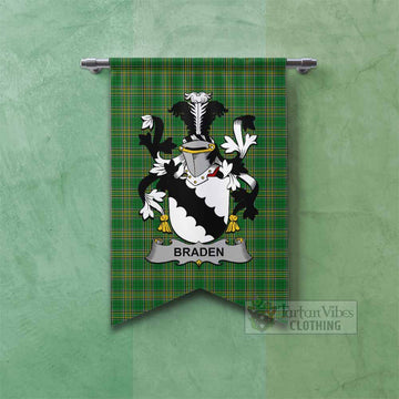 Tartan Vibes Clothing Braden Irish Clan Tartan Gonfalon, Tartan Banner with Coat of Arms