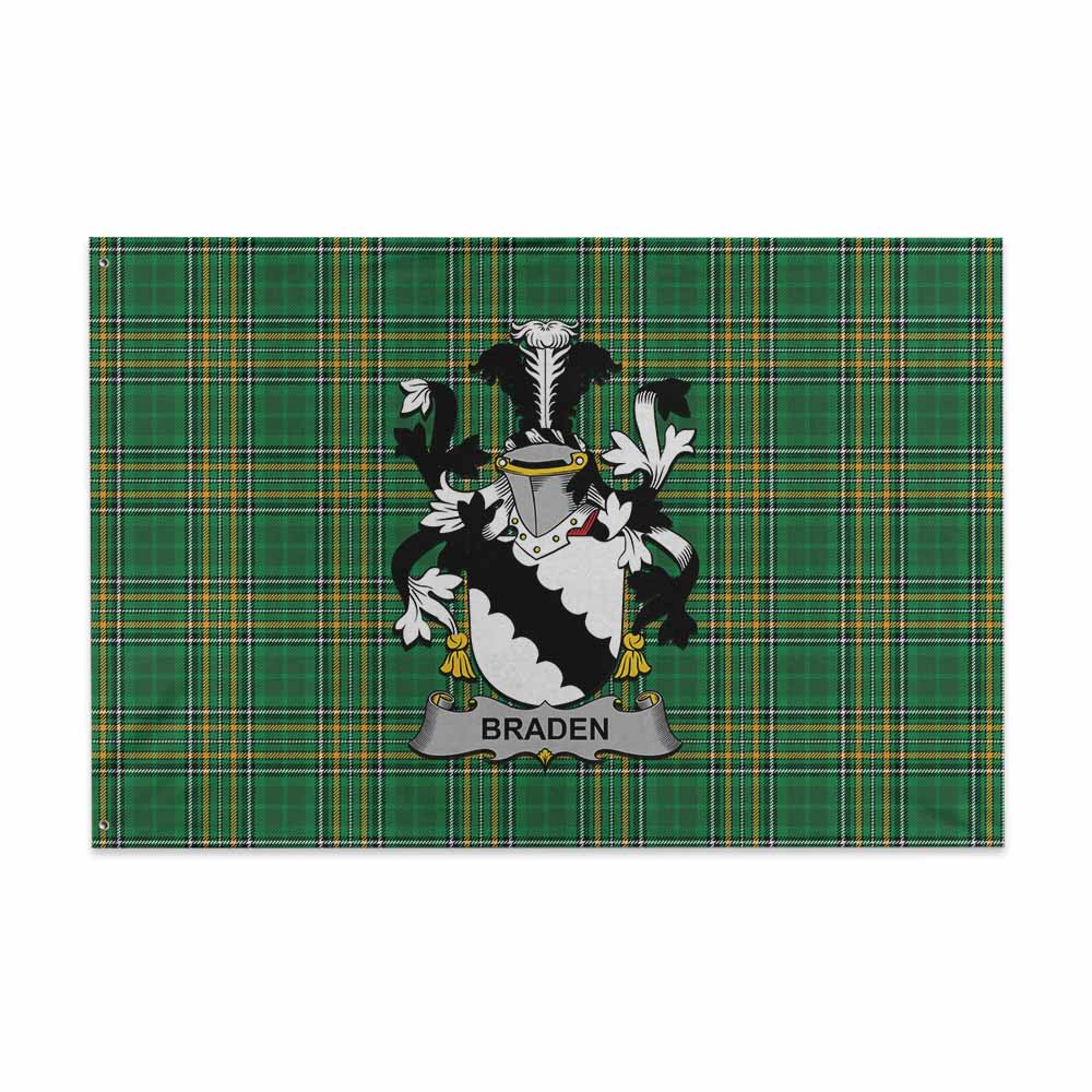 Tartan Vibes Clothing Braden Irish Clan Tartan House Flag with Coat of Arms