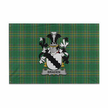 Tartan Vibes Clothing Braden Irish Clan Tartan House Flag with Coat of Arms