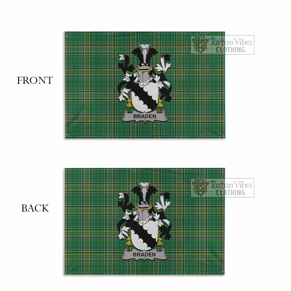 Tartan Vibes Clothing Braden Irish Clan Tartan House Flag with Coat of Arms