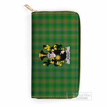 Tartan Vibes Clothing Brady Irish Clan Tartan Women's Leather Wallet with Coat of Arms