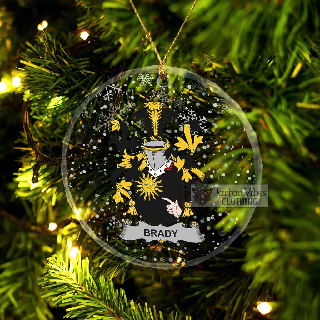 Brady Irish Clan Christmas Glass Ornament with Coat of Arms Transparent Glass Circle - 2D-tartanvibesclothing