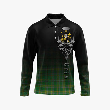 Brady Irish Clan Long Sleeve Polo Shirt with Coat of Arms Erin Go Bragh Celtic Inspired Unisex - Tartan Vibes Clothing