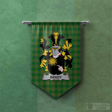 Tartan Vibes Clothing Brady Irish Clan Tartan Gonfalon, Tartan Banner with Coat of Arms