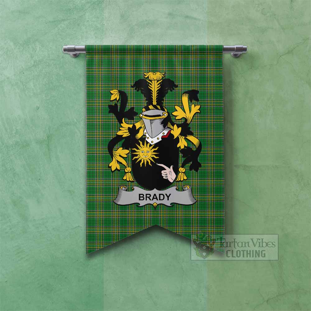 Brady Irish Clan Tartan Gonfalon, Tartan Banner with Coat of Arms Fishtail - Tartan Vibes Clothing